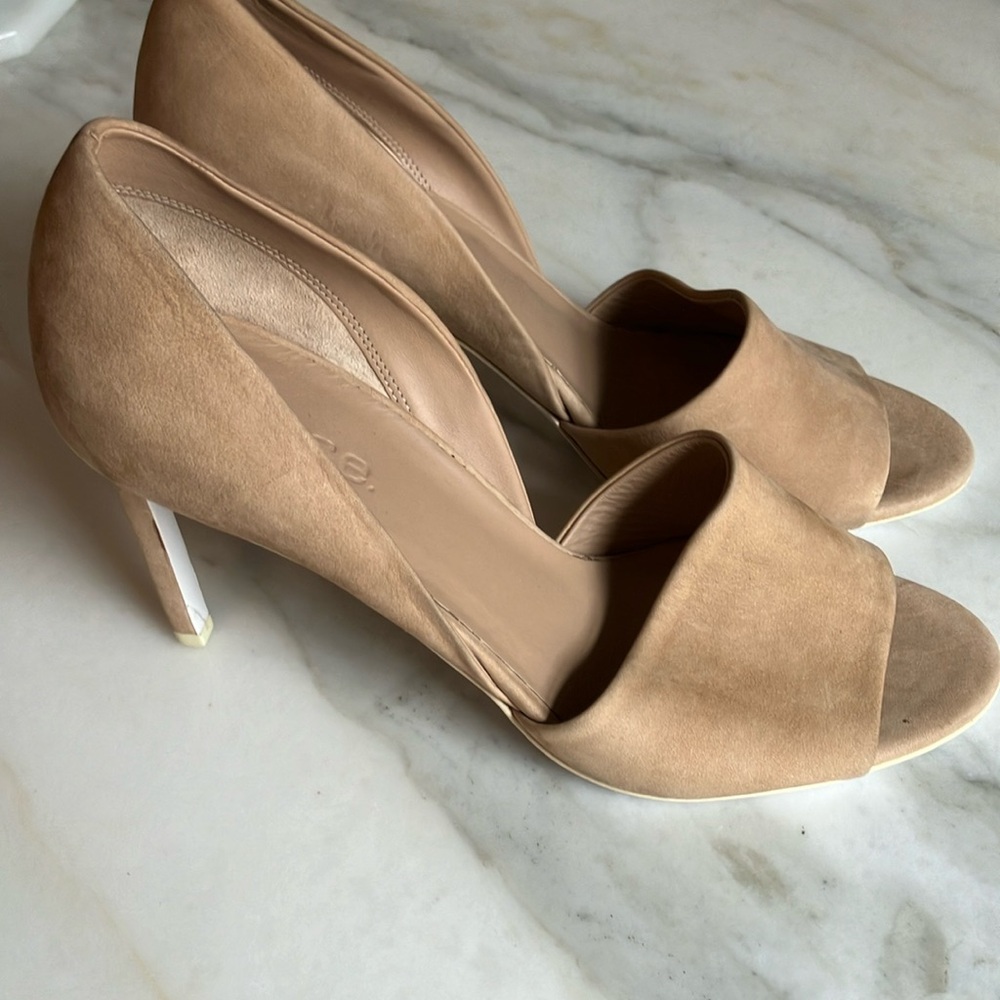 Vince Women's Tan Open-Toe D’Orsay Nubuck Heels size 8 1/2 - Picture 4 of 14
